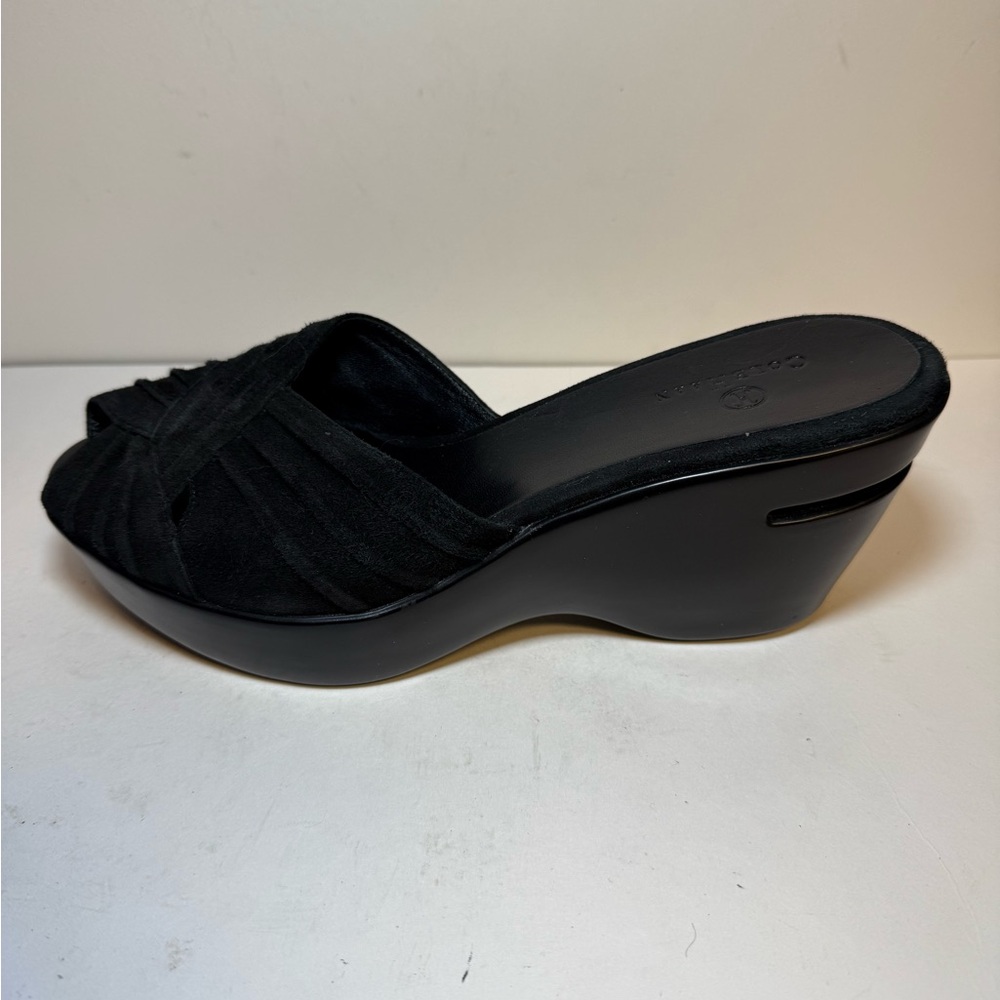 Cole Haan Nike Air Black Wedge Sandals (Heel, Leather Uppers, Round toe) size 8 - Picture 4 of 12